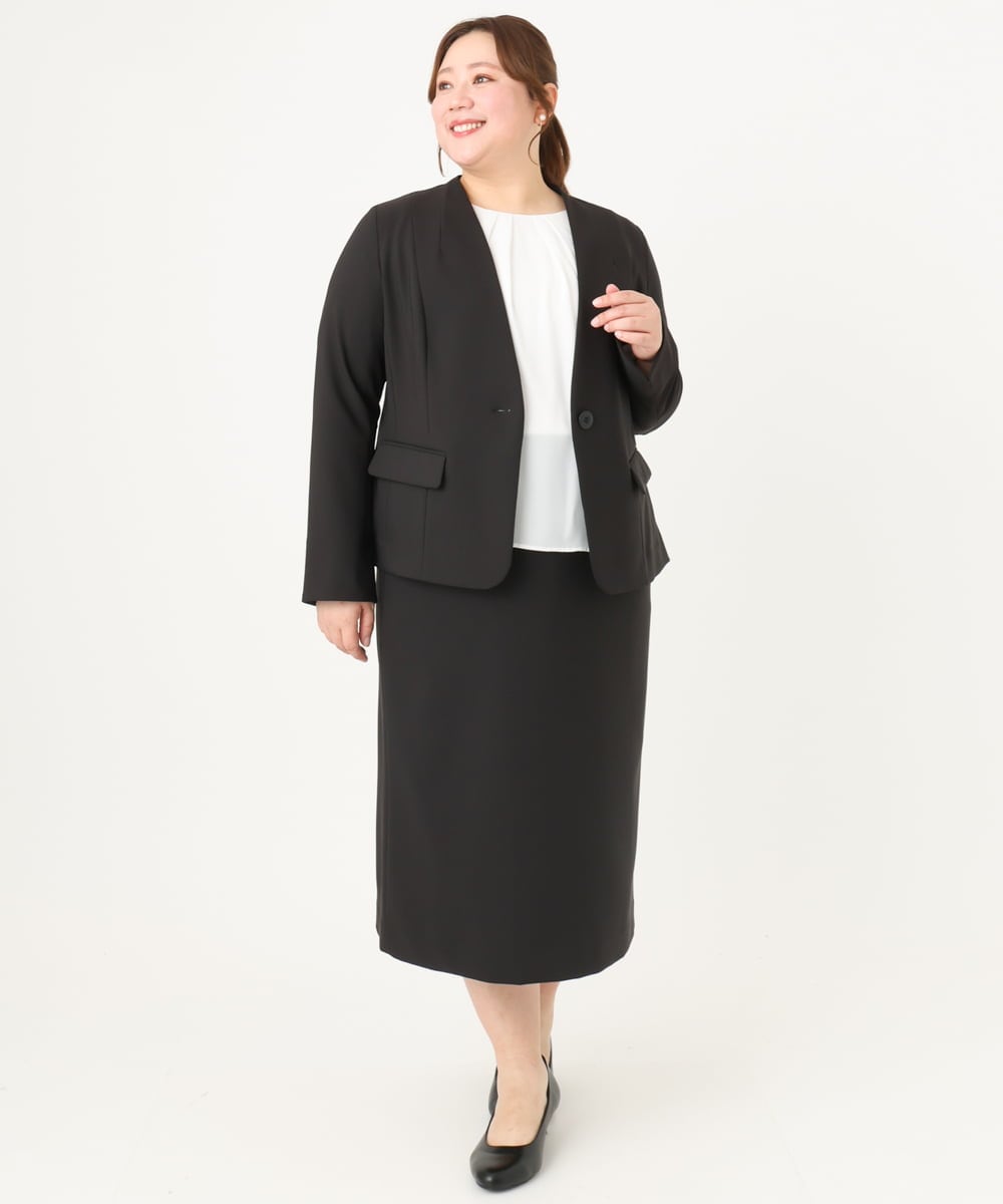 OLHDA02139 eur3(エウルキューブ) 【大きいサイズ/セットアップ対応】Wクロスストレッチタイトスカート ブラック(94)