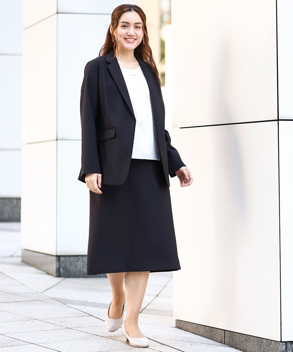 OLHDA02139 eur3(エウルキューブ) 【大きいサイズ/セットアップ対応】Wクロスストレッチタイトスカート ブラック(94)