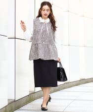 OLHDA02139 eur3(エウルキューブ) 【大きいサイズ/セットアップ対応】Wクロスストレッチタイトスカート ブラック(94)