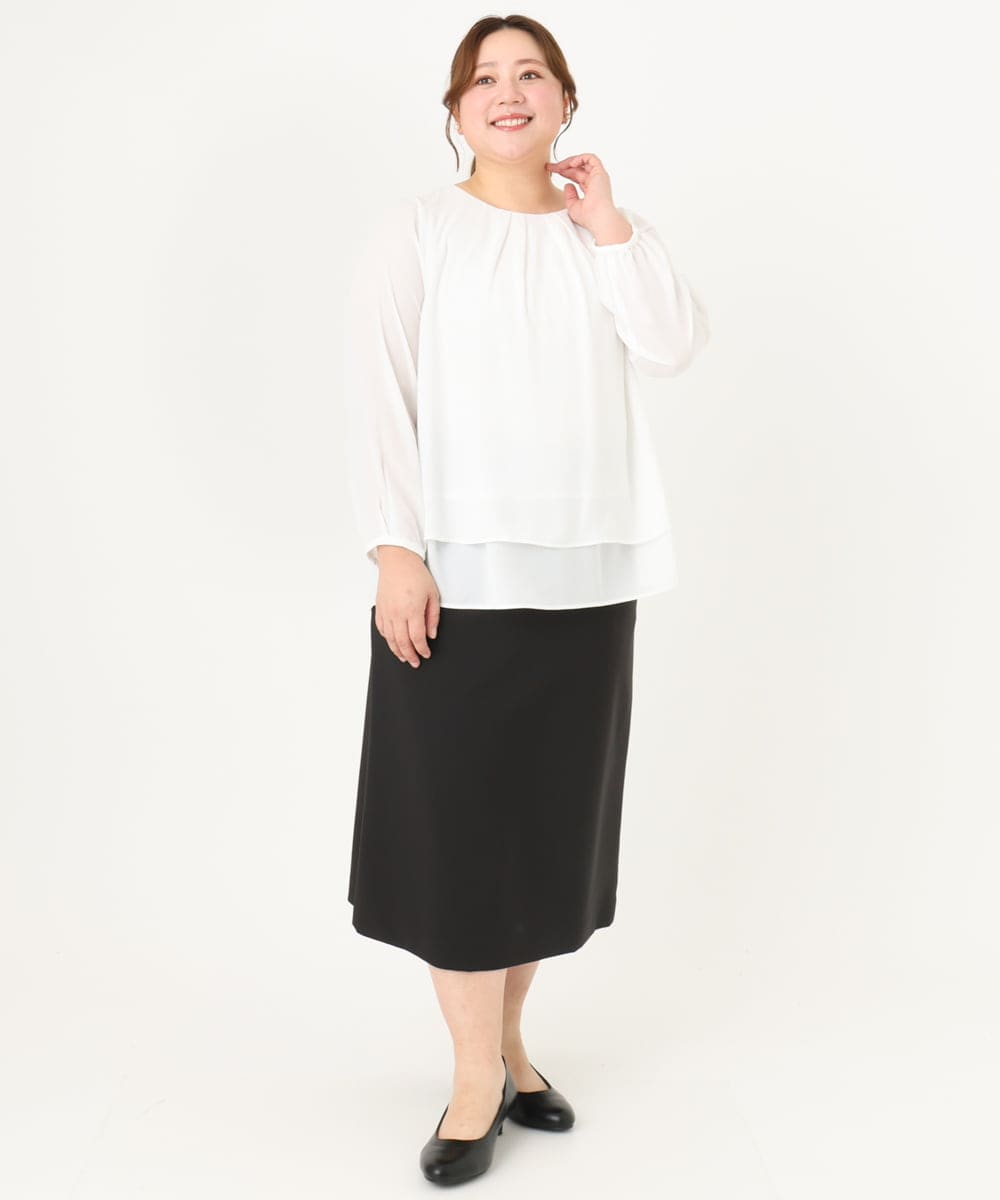 OLHDA02139 eur3(エウルキューブ) 【大きいサイズ/セットアップ対応】Wクロスストレッチタイトスカート ブラック(94)