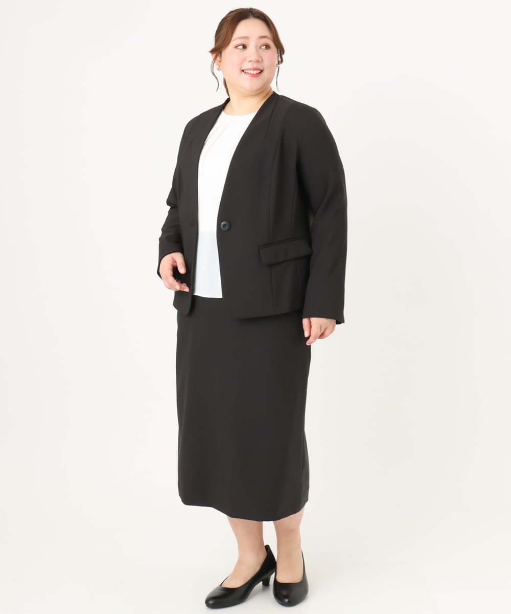 OLHDA02139 eur3(エウルキューブ) 【大きいサイズ/セットアップ対応】Wクロスストレッチタイトスカート ブラック(94)