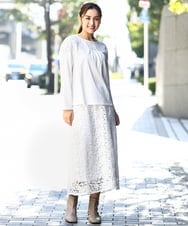 OLHDA05129 eur3(エウルキューブ) 【大きいサイズ】レースタイトスカート ホワイト(90)