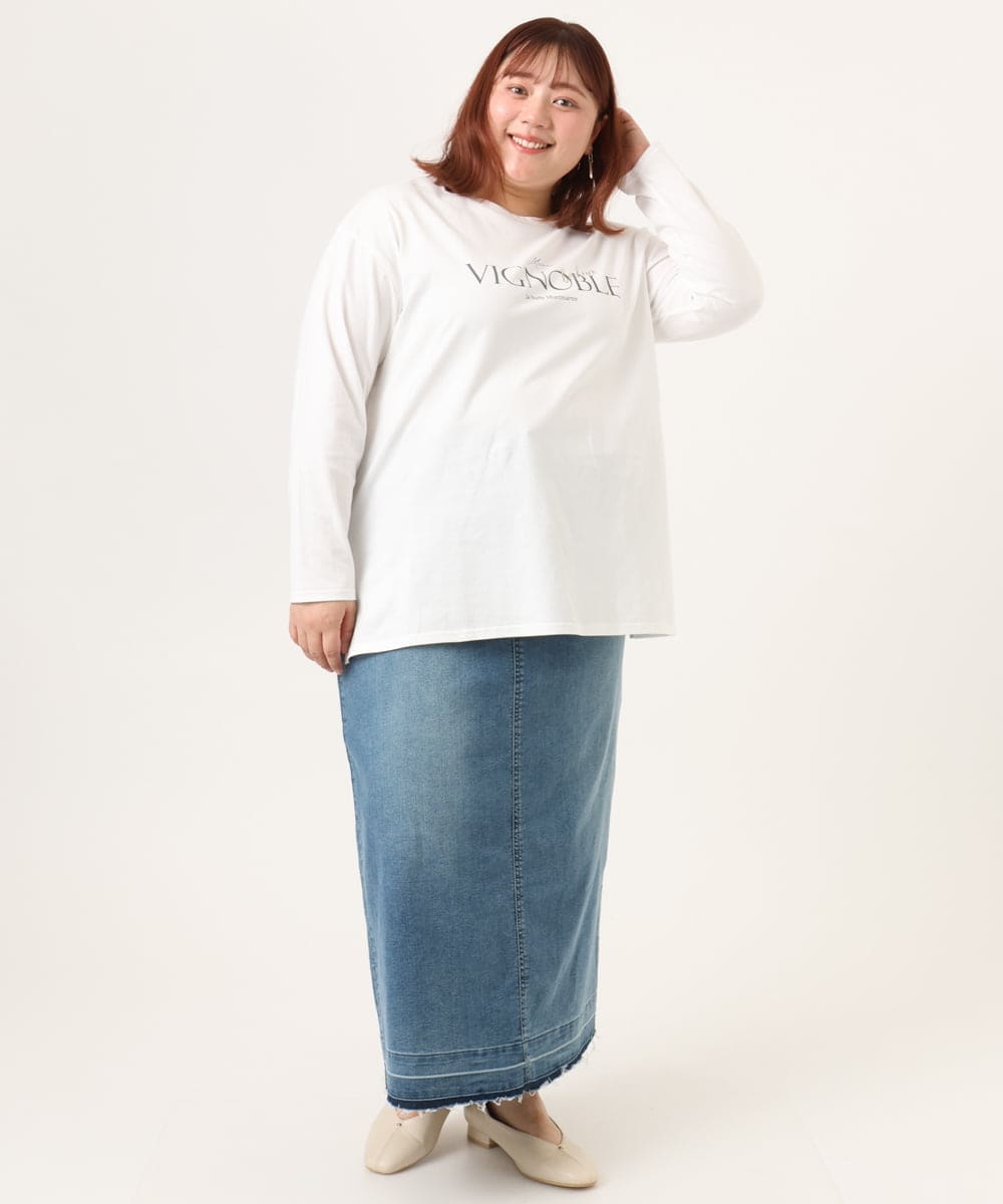 OLHDD01119 eur3(エウルキューブ) 【WEB先行販売】【大きいサイズ】デニムタイトスカート ネイビー(57)