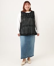 OLHDD01119 eur3(エウルキューブ) 【WEB先行販売】【大きいサイズ】デニムタイトスカート ネイビー(57)