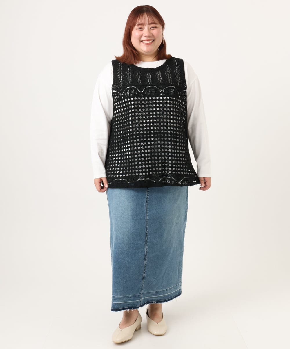 OLHDD01119 eur3(エウルキューブ) 【WEB先行販売】【大きいサイズ】デニムタイトスカート ネイビー(57)