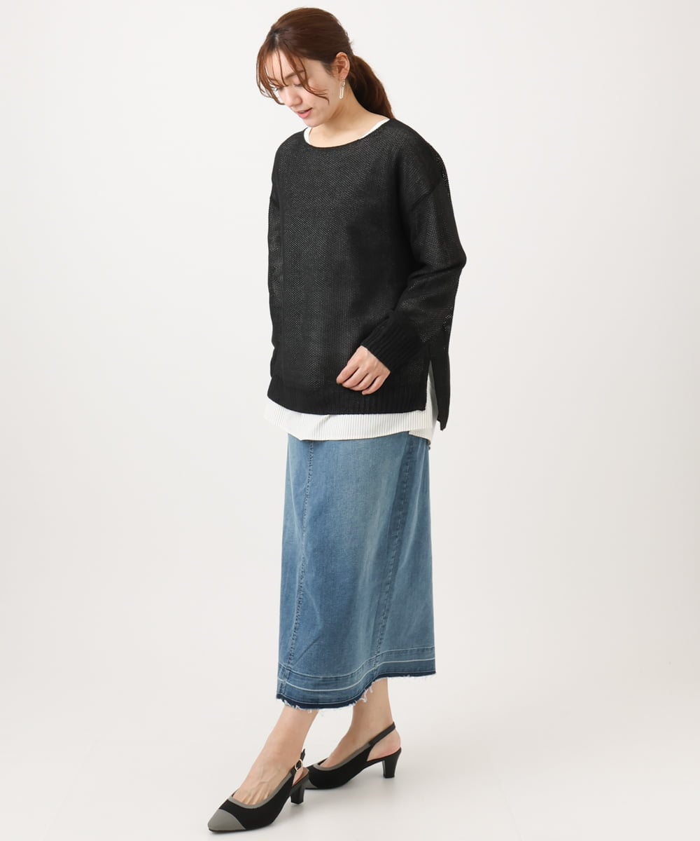 OLHDD01119 eur3(エウルキューブ) 【大きいサイズ】デニムタイトスカート ネイビー(57)