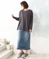 OLHDD01119 eur3(エウルキューブ) 【WEB先行販売】【大きいサイズ】デニムタイトスカート ネイビー(57)