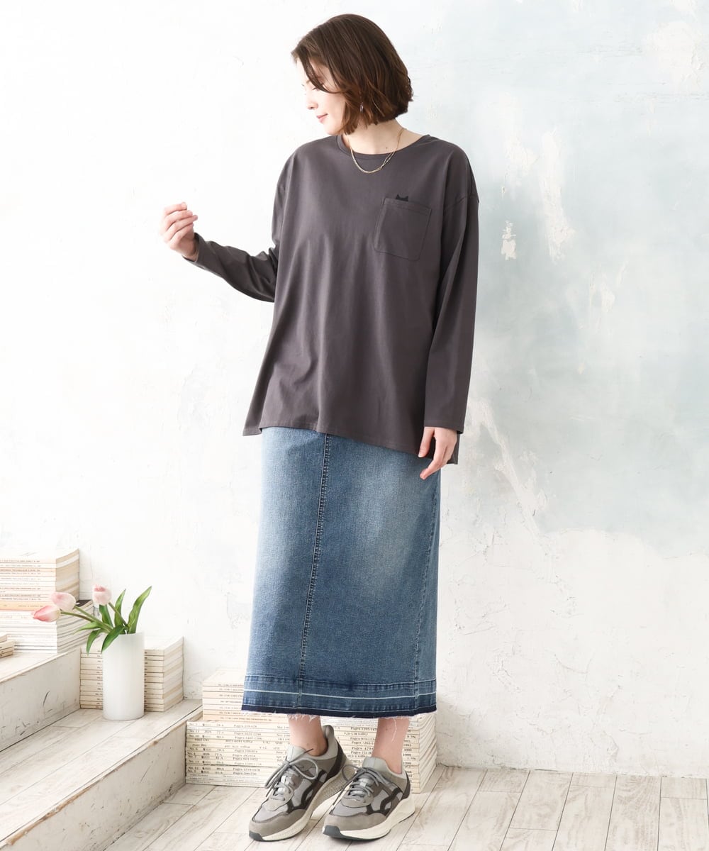 OLHDD01119 eur3(エウルキューブ) 【WEB先行販売】【大きいサイズ】デニムタイトスカート ネイビー(57)