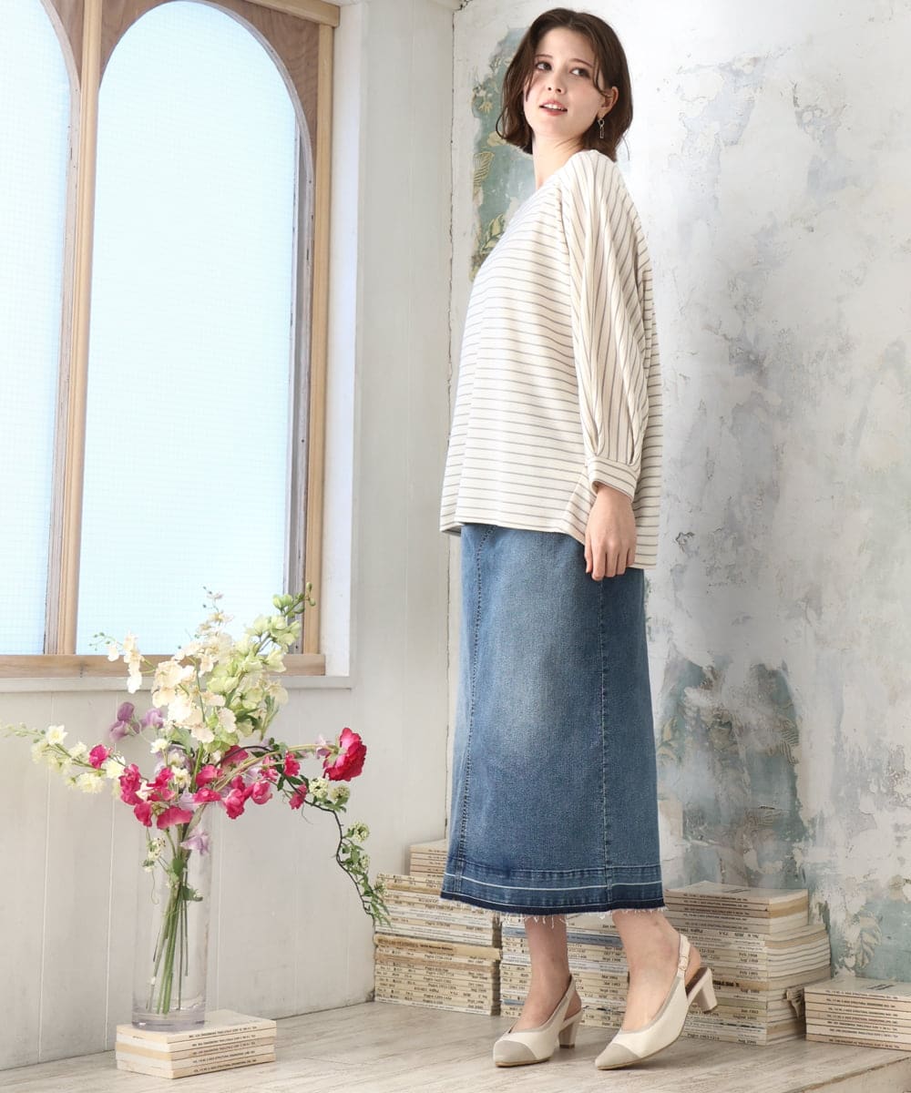 OLHDD01119 eur3(エウルキューブ) 【WEB先行販売】【大きいサイズ】デニムタイトスカート ネイビー(57)