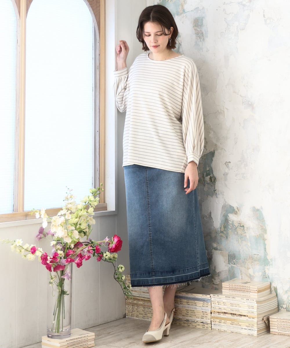 OLHDD01119 eur3(エウルキューブ) 【大きいサイズ】デニムタイトスカート ネイビー(57)