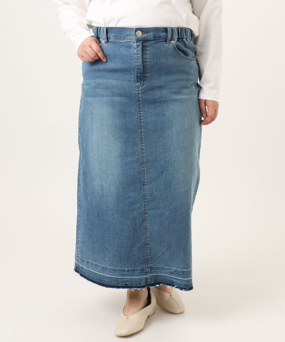OLHDD01119 eur3(エウルキューブ) 【WEB先行販売】【大きいサイズ】デニムタイトスカート ネイビー(57)