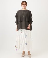 OLHDD05099 eur3(エウルキューブ) 【大きいサイズ】ボタニカルプリントスカート ホワイト