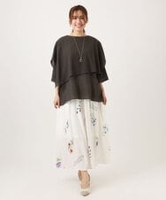 OLHDD05099 eur3(エウルキューブ) 【WEB先行販売】【大きいサイズ】ボタニカルプリントスカート ホワイト