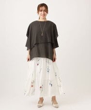 OLHDD05099 eur3(エウルキューブ) 【WEB先行販売】【大きいサイズ】ボタニカルプリントスカート ホワイト