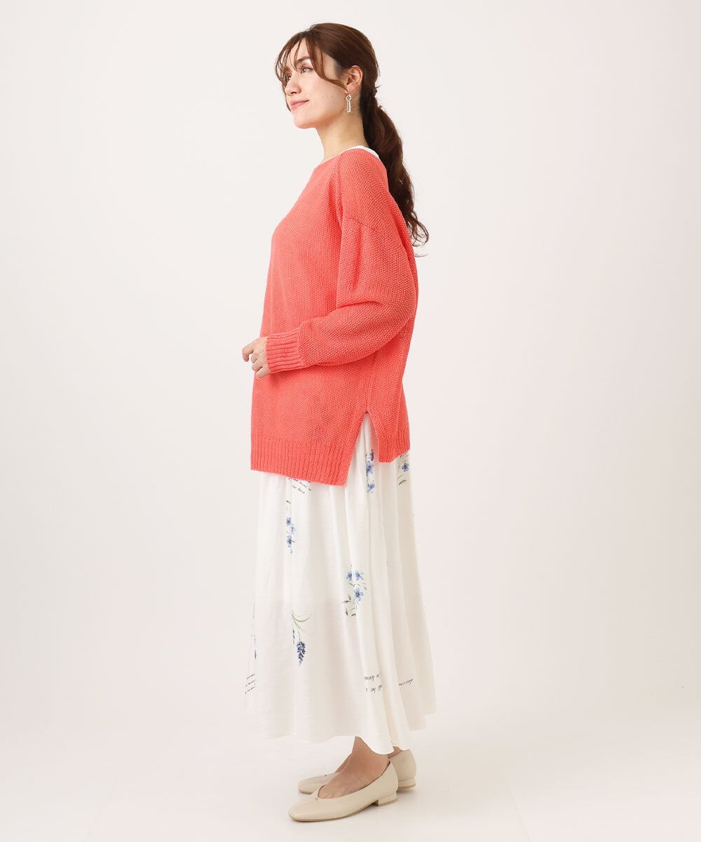 OLHDD05099 eur3(エウルキューブ) 【WEB先行販売】【大きいサイズ】ボタニカルプリントスカート ホワイト