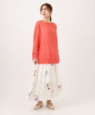 OLHDD05099 eur3(エウルキューブ) 【WEB先行販売】【大きいサイズ】ボタニカルプリントスカート ホワイト