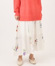 OLHDD05099 eur3(エウルキューブ) 【大きいサイズ】ボタニカルプリントスカート ホワイト