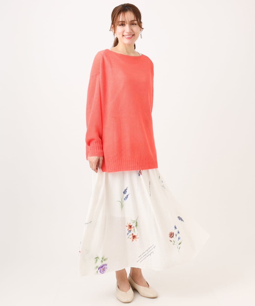 OLHDD05099 eur3(エウルキューブ) 【大きいサイズ】ボタニカルプリントスカート ホワイト