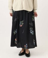 OLHDD05099 eur3(エウルキューブ) 【WEB先行販売】【大きいサイズ】ボタニカルプリントスカート ブラック