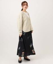 OLHDD05099 eur3(エウルキューブ) 【WEB先行販売】【大きいサイズ】ボタニカルプリントスカート ブラック