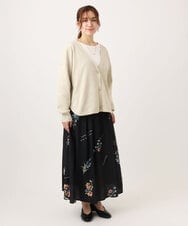 OLHDD05099 eur3(エウルキューブ) 【WEB先行販売】【大きいサイズ】ボタニカルプリントスカート ブラック