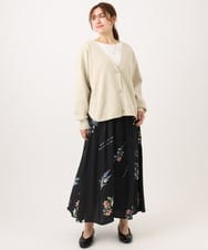 OLHDD05099 eur3(エウルキューブ) 【大きいサイズ】ボタニカルプリントスカート ブラック