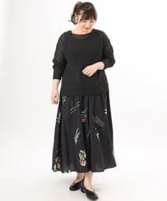 OLHDD05099 eur3(エウルキューブ) 【大きいサイズ】ボタニカルプリントスカート ブラック