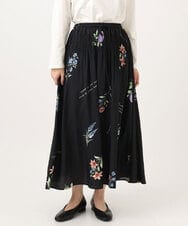 OLHDD05099 eur3(エウルキューブ) 【WEB先行販売】【大きいサイズ】ボタニカルプリントスカート ブラック