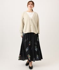 OLHDD05099 eur3(エウルキューブ) 【大きいサイズ】ボタニカルプリントスカート ブラック