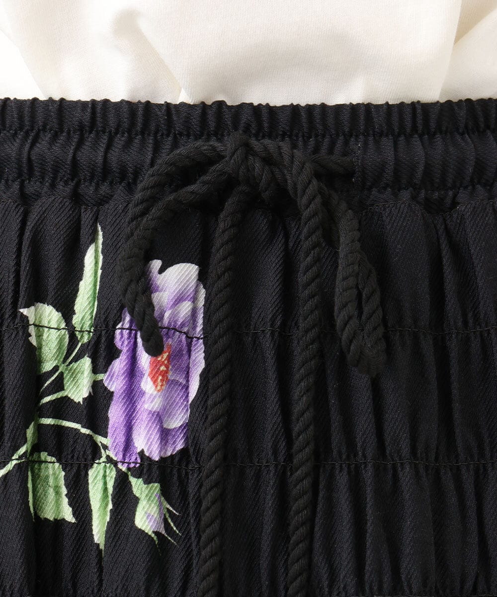 OLHDD05099 eur3(エウルキューブ) 【WEB先行販売】【大きいサイズ】ボタニカルプリントスカート ブラック