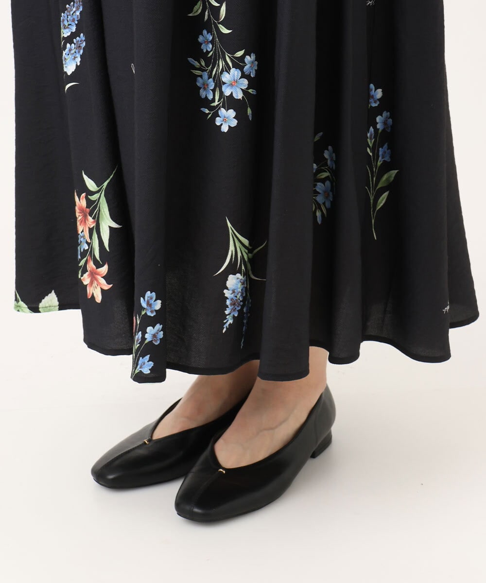 OLHDD05099 eur3(エウルキューブ) 【WEB先行販売】【大きいサイズ】ボタニカルプリントスカート ブラック