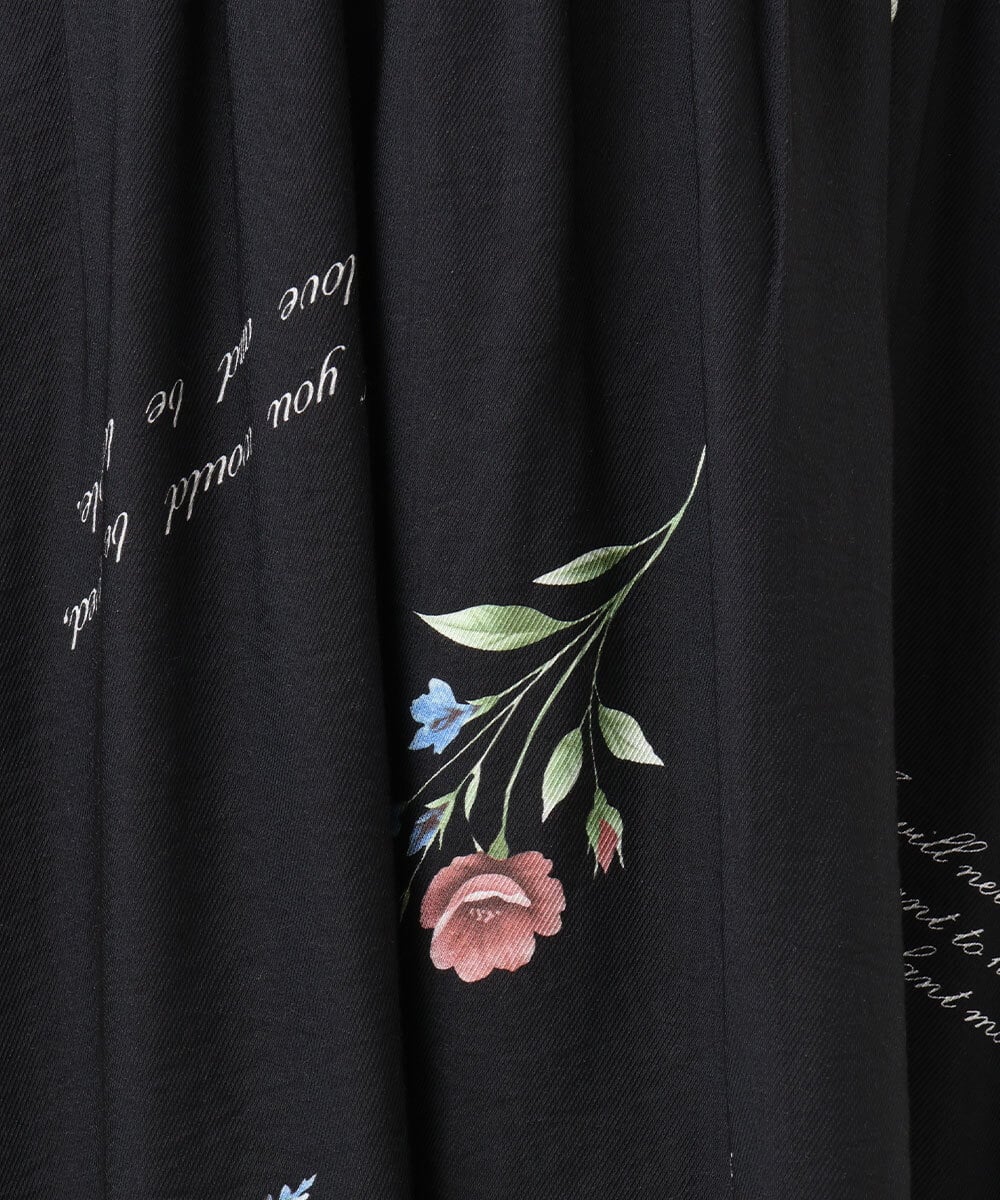 OLHDD05099 eur3(エウルキューブ) 【WEB先行販売】【大きいサイズ】ボタニカルプリントスカート ブラック