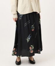OLHDD05099 eur3(エウルキューブ) 【WEB先行販売】【大きいサイズ】ボタニカルプリントスカート ブラック
