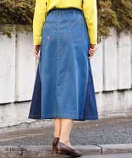 OLHDM01090 eur3(エウルキューブ) 【miffy×eur3】【大きいサイズ】ミッフィー刺繍デニムスカート ブルー