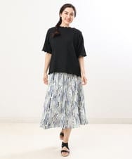 OLHDS02120 eur3(エウルキューブ) 【大きいサイズ】ニュアンスプリントスカート ブルー(55)