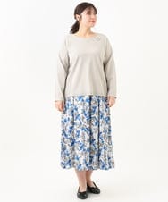 OLHDV08129 eur3(エウルキューブ) 【大きいサイズ/セットアップ対応】【ロンシャン オールドコレクション】フラワープリントスカート ライトグレー(91)