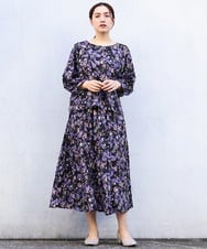 OLHDV08129 eur3(エウルキューブ) 【大きいサイズ/セットアップ対応】【ロンシャン オールドコレクション】フラワープリントスカート ブラック(94)