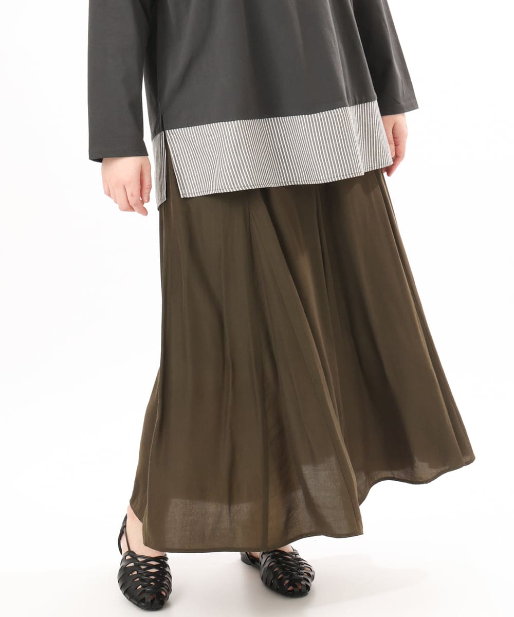 OLHED04119 eur3(エウルキューブ) 【大きいサイズ】パネルフレアスカート カーキ