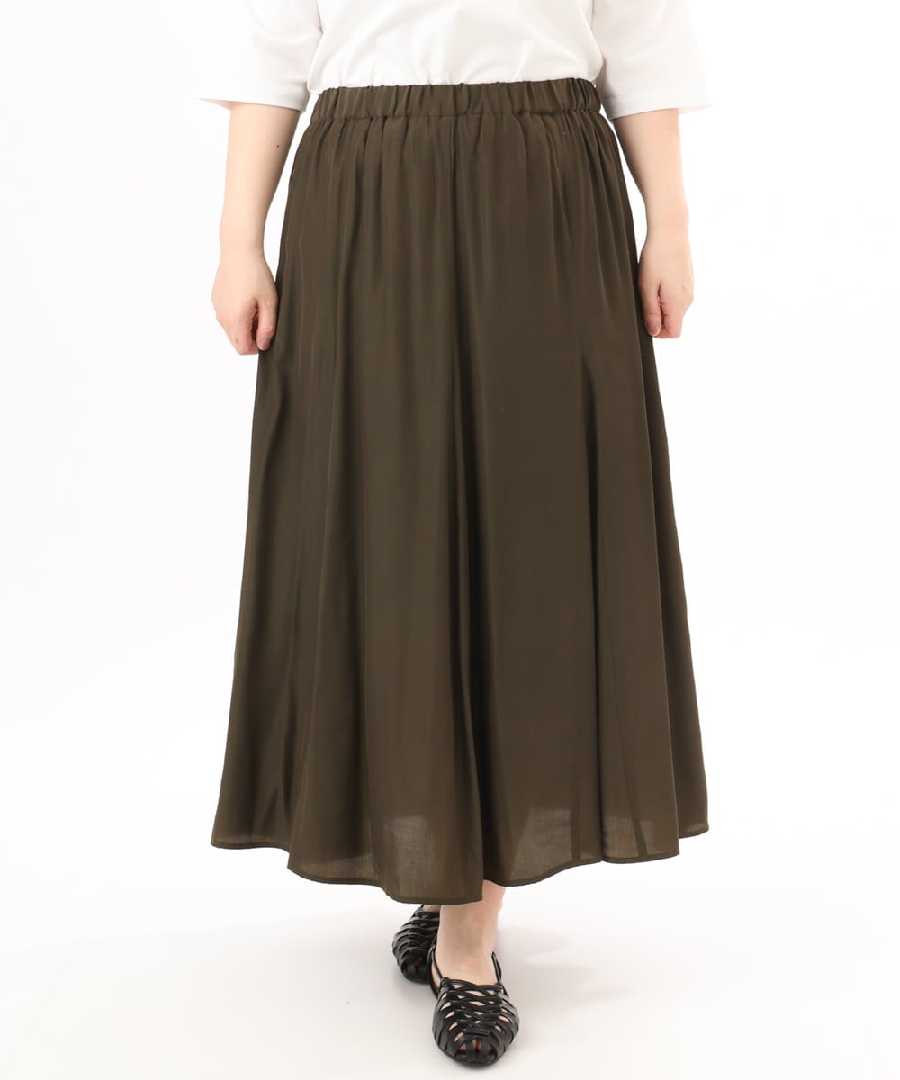OLHED04119 eur3(エウルキューブ) 【大きいサイズ】パネルフレアスカート カーキ
