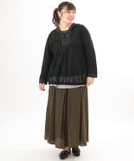 OLHED04119 eur3(エウルキューブ) 【大きいサイズ】パネルフレアスカート カーキ