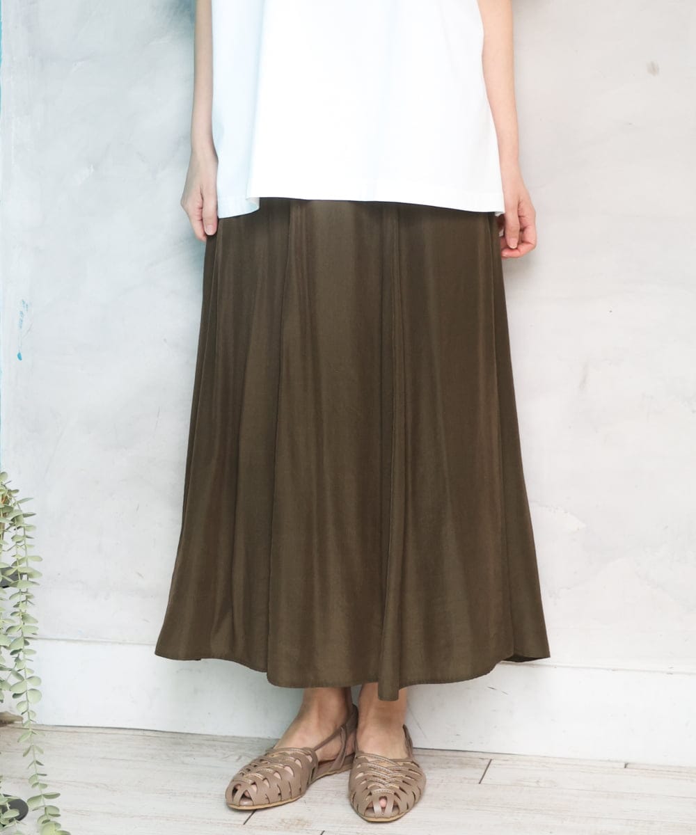 OLHED04119 eur3(エウルキューブ) 【大きいサイズ】パネルフレアスカート カーキ