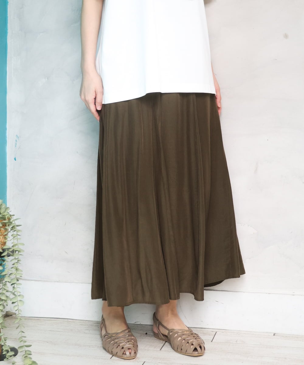 OLHED04119 eur3(エウルキューブ) 【大きいサイズ】パネルフレアスカート カーキ
