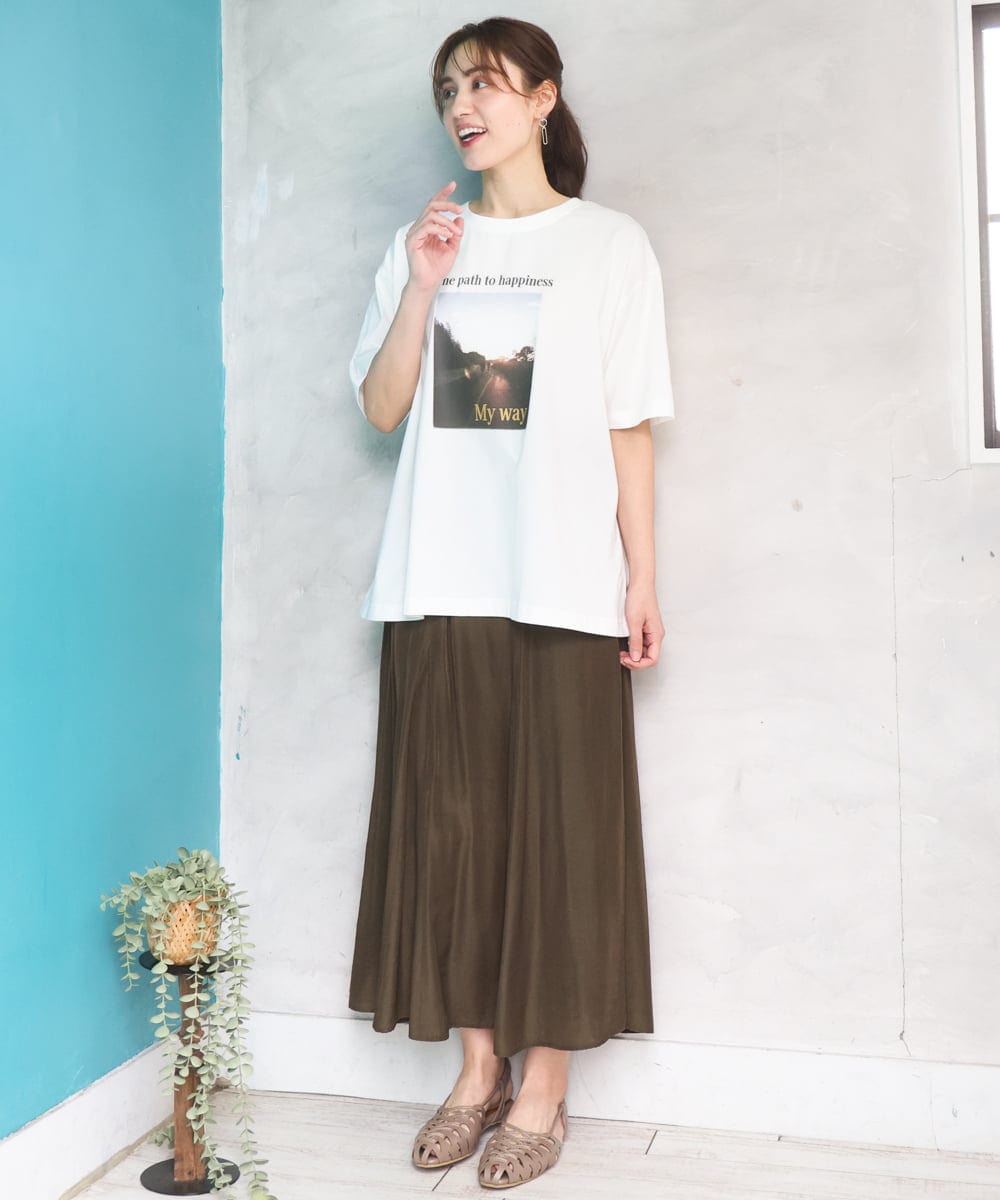 OLHED04119 eur3(エウルキューブ) 【大きいサイズ】パネルフレアスカート カーキ