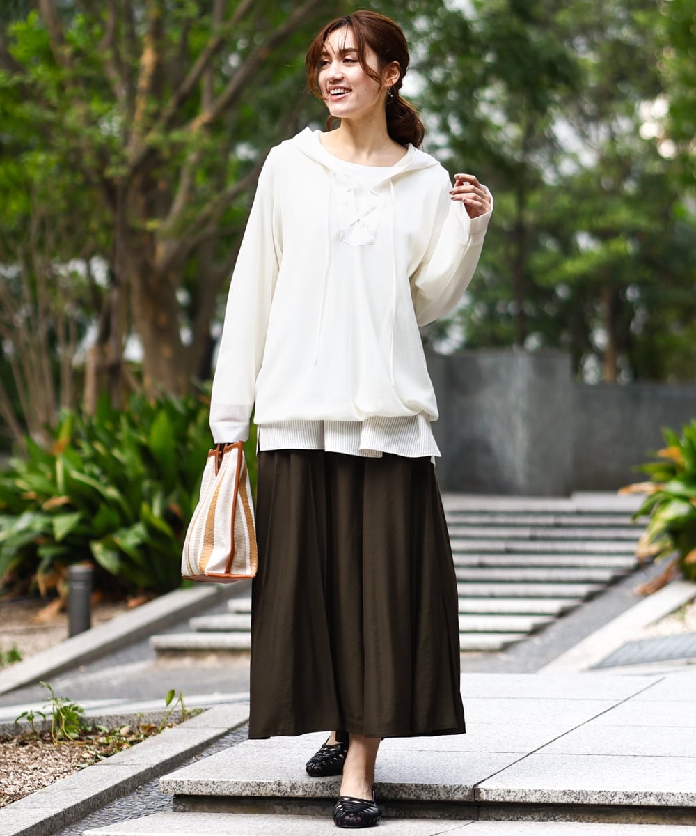 OLHED04119 eur3(エウルキューブ) 【大きいサイズ】パネルフレアスカート カーキ