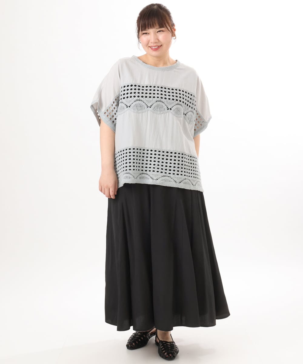 OLHED04119 eur3(エウルキューブ) 【大きいサイズ】パネルフレアスカート ブラック