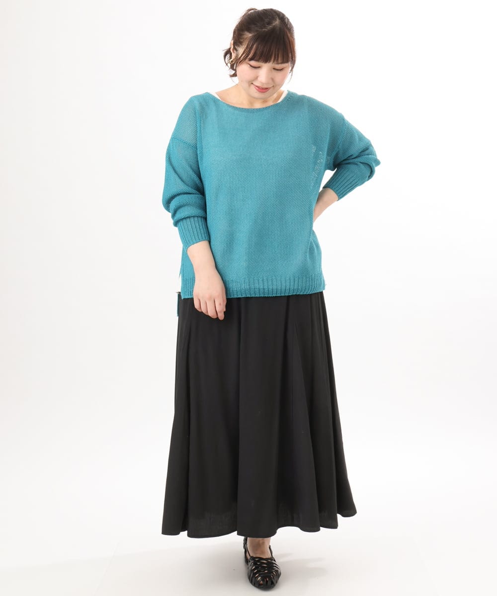 OLHED04119 eur3(エウルキューブ) 【大きいサイズ】パネルフレアスカート ブラック