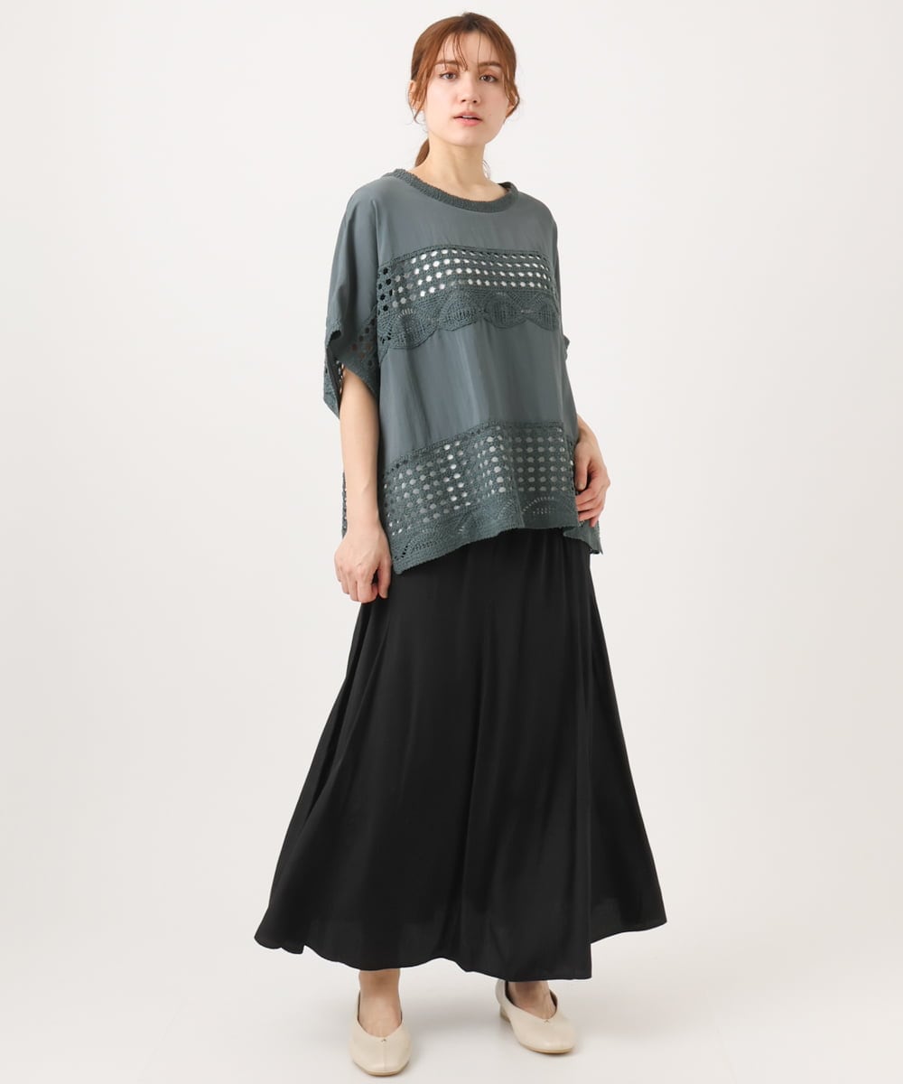 OLHED04119 eur3(エウルキューブ) 【大きいサイズ】パネルフレアスカート ブラック