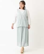 OLHEM04090 eur3(エウルキューブ) 【大きいサイズ】ナチュラルテイスト！大人可愛いレーススカート グリーン
