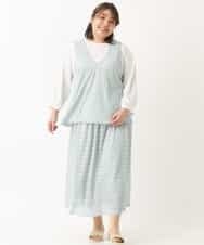 OLHEM04090 eur3(エウルキューブ) 【大きいサイズ】ナチュラルテイスト！大人可愛いレーススカート グリーン