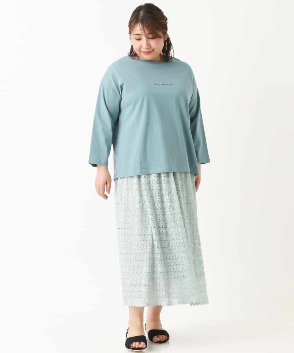 OLHEM04090 eur3(エウルキューブ) 【大きいサイズ】ナチュラルテイスト！大人可愛いレーススカート グリーン